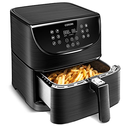 ERATEC AF-66 Air Fryer 5.5L XXL, 1500W friteuse à air chaud sans huile,  écran digital LED avec 8 programmes, friteuse, friteuse à air chaud,  fonction minuterie, noir/argenté : : Cuisine et Maison