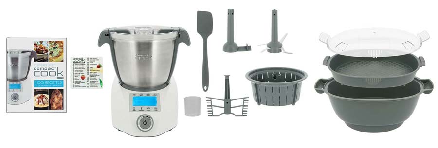 Robot culinaire multifonction Compact Cook Elite - 4 fonctions automatiques  et 30